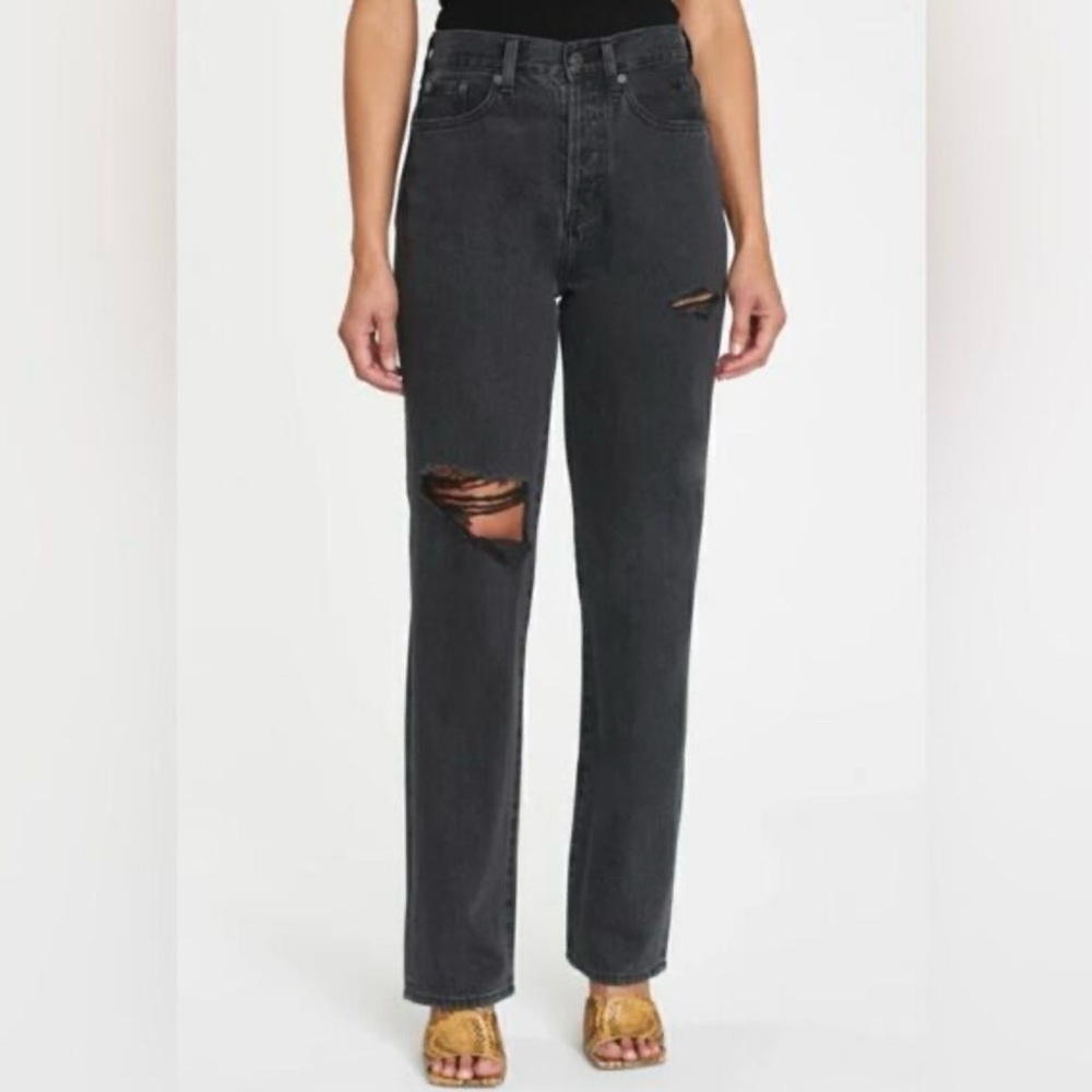 Pistola Cassie high rise straight leg Distressed Black Women's Jeans. Size 26